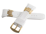 Aqua Master 28mm  White Rubber Watch Band Strap W/Gold Buckle
