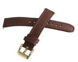 Movado Bold 15mm Women's Brown Genuine Leather Gold Buckle Watch Band 1066