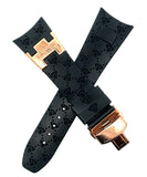 Aqua Master 26mm Black Rubber Watch Band Strap W/Rose Gold Buckle