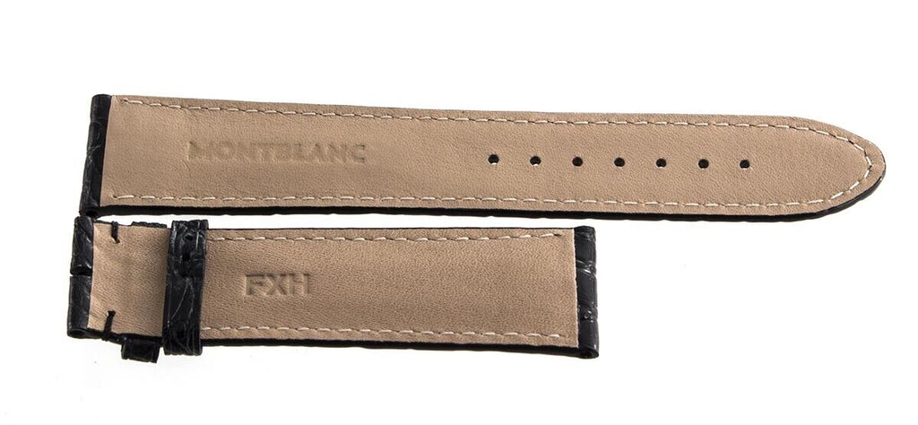Montblanc Men's 20mm x 18mm Black Lizard Leather Watch Band Strap FXH