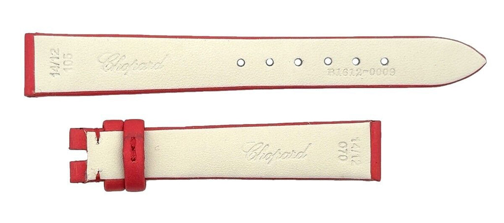 Chopard 14mm x 12mm Red Satin Leather Women's Watch Band Strap 105/70