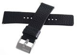 Diesel 24mm x 22mm Black Leather Watch Band With Silver Buckle