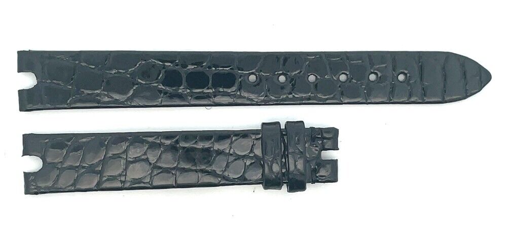 Chopard 13mm x 12mm Black Alligator Shiny Leather Watch Band Strap