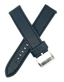 20mm Fossil Black Leather Silver Buckle Men's Watch Band Strap