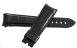 Graham 24mm x 20mm Green Stitching Black Leather Watch Band Strap