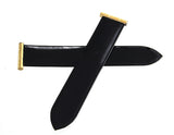 Boucheron 20mm Women's Black Shiny Leather Gold Lug Watch Band Strap (M)