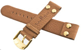 Genuine Techno Master 22mm Brown Leather Watch Band Strap