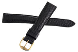 Revue Thommen 17mm Black Double Padded Leather Gold Buckle Watch Band Strap NOS