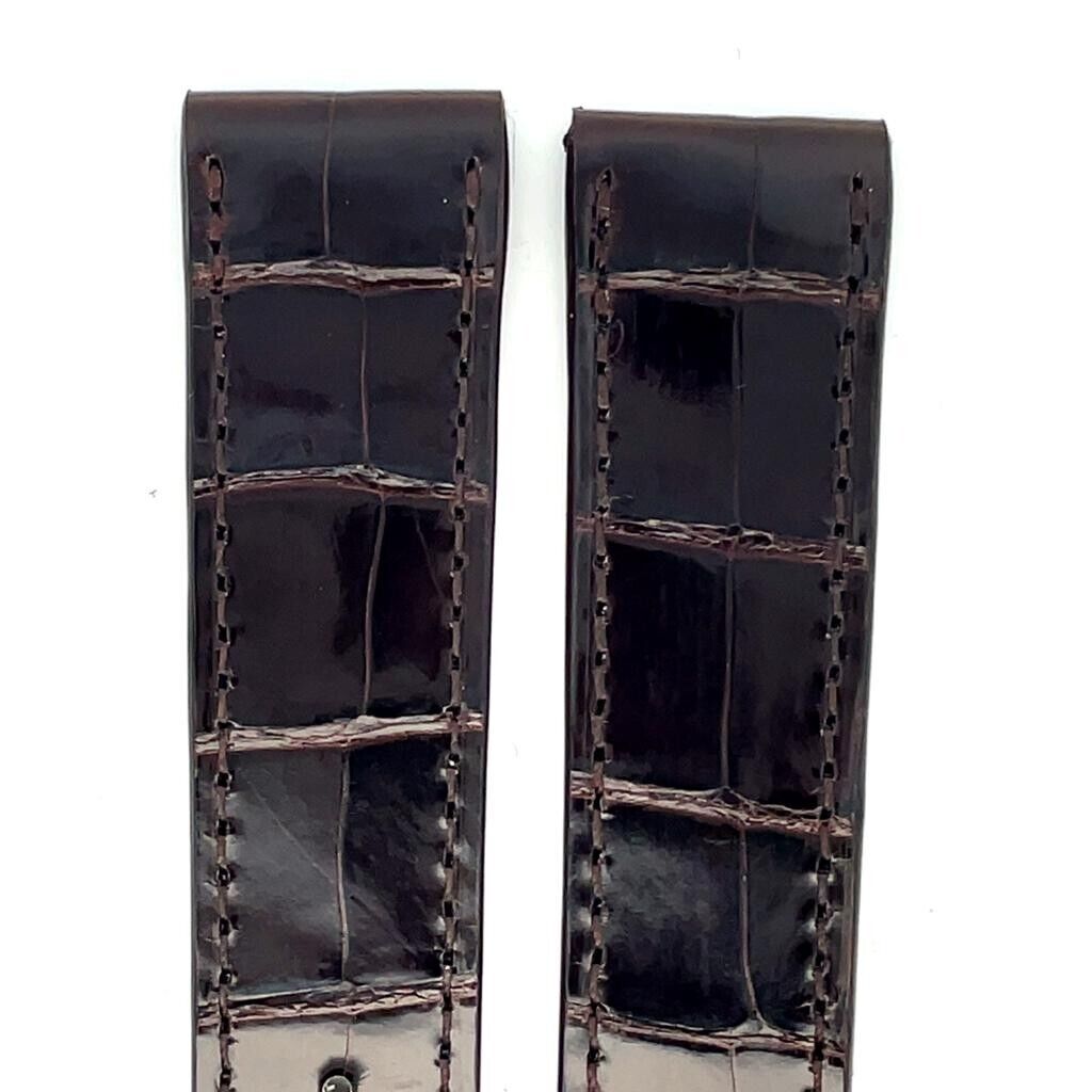 Chopard 20mm x 18mm Dark Brown Glossy Alligator Watch Band Strap B0208-099S8