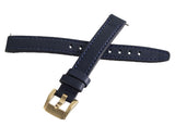 Movado Bold 12mm Women's Navy Blue Genuine Leather Gold Buckle Watch Band 0857