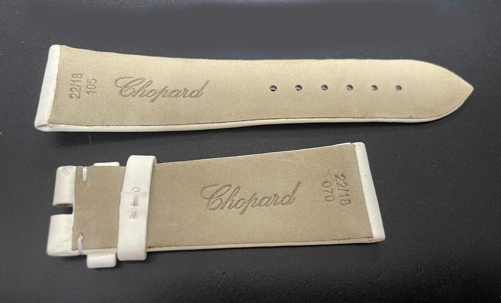Chopard 22mm x 18mm White Pearlised Satin Watch Band Strap 105/70