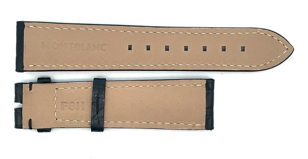 Montblanc Men's 20mm x 18mm Black Leather Watch Band Strap FSH