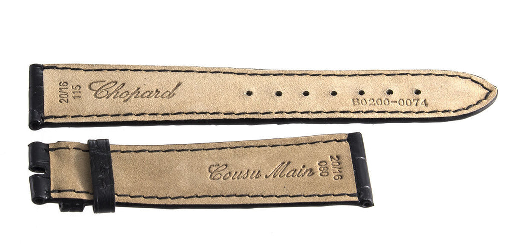Genuine Chopard 20mm x 16mm Black Alligator Watch Band Strap 080 B0200-0074