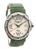 Raymond Weil Womens Tango Pearl Dial Green Leather Strap Watch 5590-S3S-97650