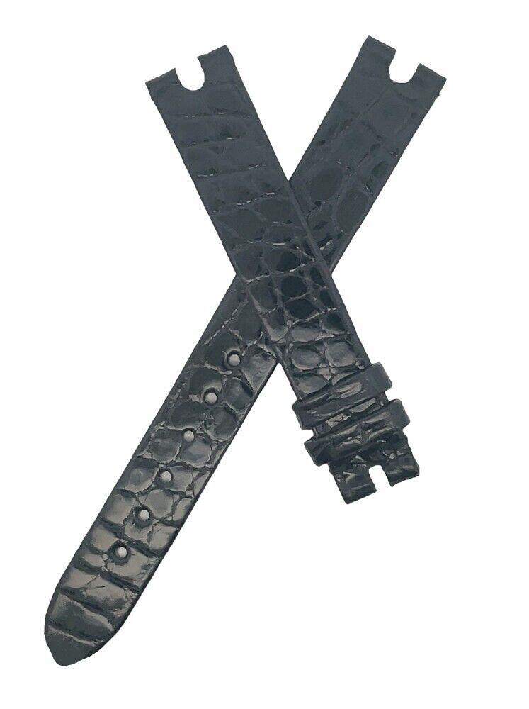 Chopard 13mm x 12mm Black Alligator Shiny Leather Watch Band Strap