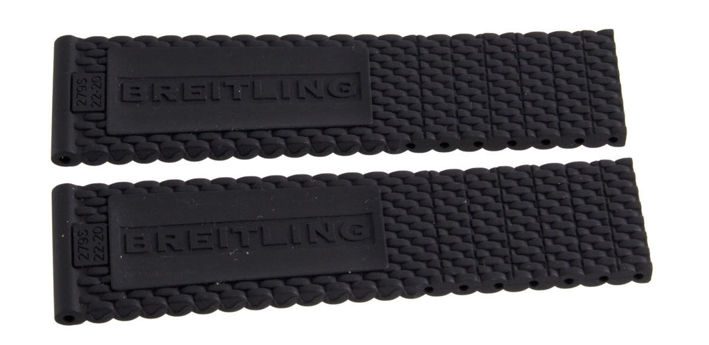 Genuine Breitling 22mm x 20mm Black Mesh Rubber Watch Band Strap 279S