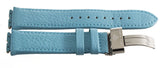 Aqua Master Mens 23mm Baby Blue Leather Silver Buckle Watch Band