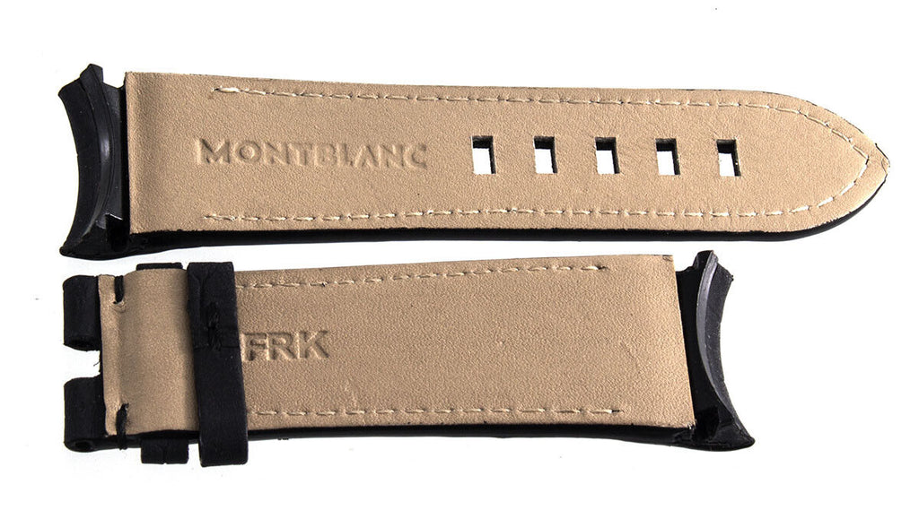 Montblanc Men's 22mm x 20mm Matte Black Alligator Leather Watch Band Strap FRK