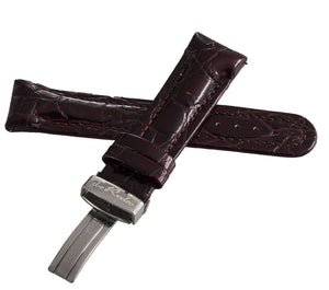 Joe Rodeo 22mm Dark Brown Leather Watch Band Strap With Silver Tone Buckle
