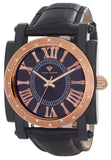 Aqua Master Rose-tone 16 Diamond Bezel Black Dial Men's Leather Band Watch #148