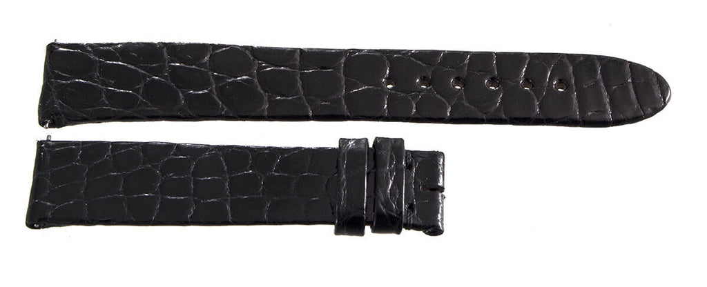 Montblanc  17mm x 15mm Shiny Black Alligator Leather Watch Band Strap FZB