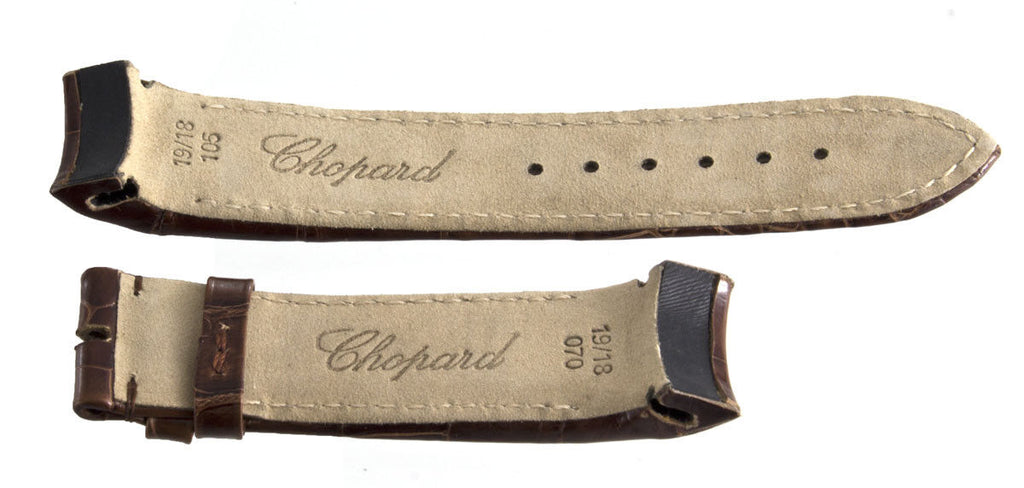 Genuine Chopard 19mm x 18mm Brown Alligator Patent Leather Watch Band Strap 070