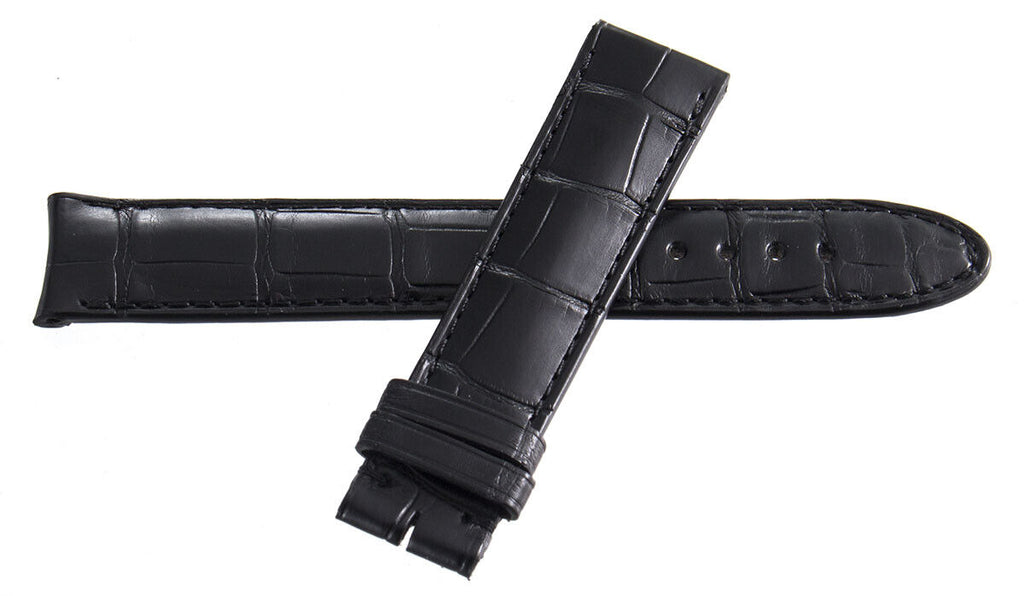 Montblanc Men's 18mm x 17mm Black Alligator Leather Watch Band FUK