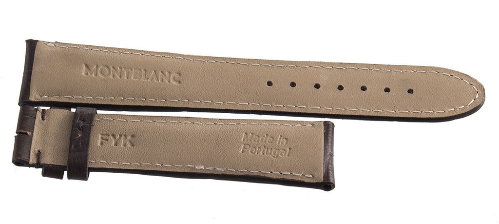Montblanc Men's 19mm x 17mm Dark Brown Alligator Leather Watch Band Strap FYK