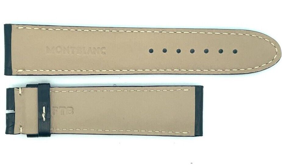 Montblanc 22mm x 20mm Black Alligator Leather Watch Band Strap FTB