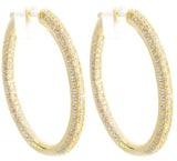 18k Yellow Gold Plated Cubic Zirconia Round Hoop Women's Silver Earrings