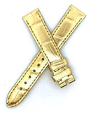 Chopard 16mm x 14mm Metalic Gold Leather Watch Band Strap B0216-0002