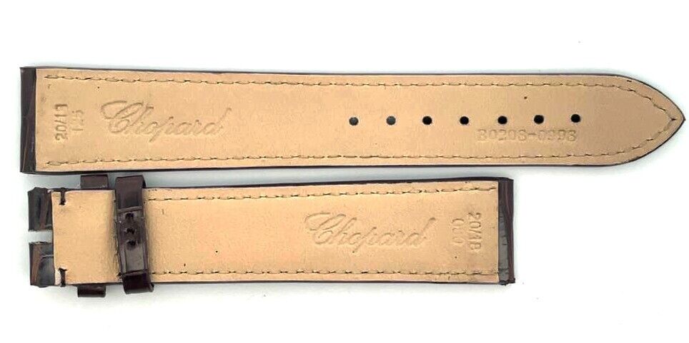 Chopard 20mm x 18mm Dark Brown Glossy Alligator Watch Band Strap B0208-099S8