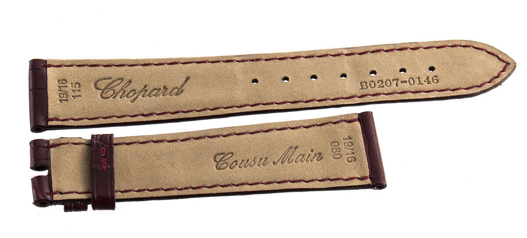 Genuine Chopard 19mm x 16mm Burgundy Alligator Watch Band Strap 080 B0207-0146