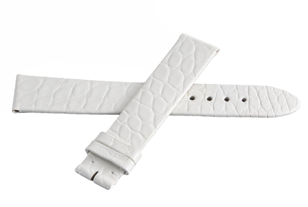 Montblanc Men's 15mm x 14mm White Alligator Leather Watch Band Strap FTK