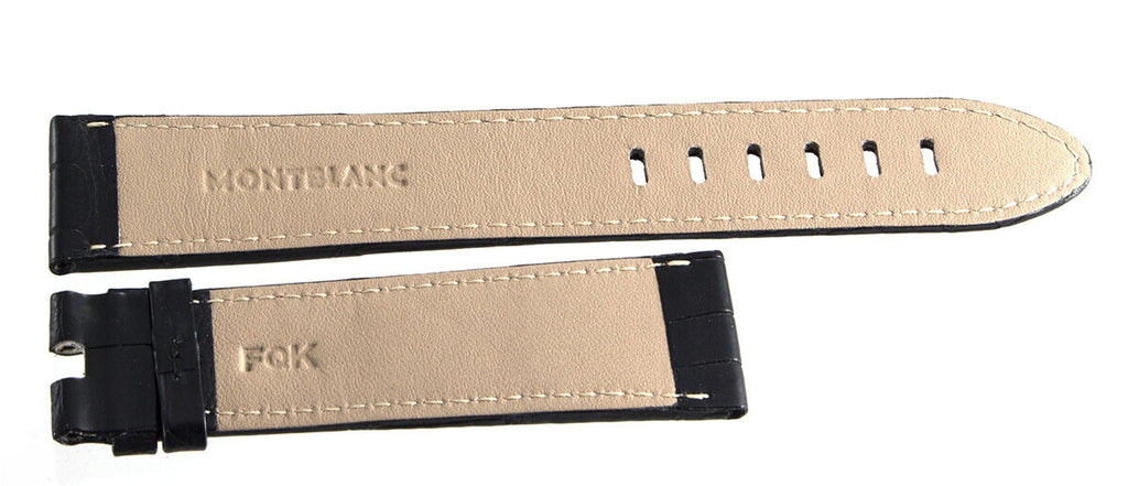 Montblanc Men's 22mm x 20mm Black Alligator Leather Watch Band Strap FQK