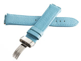 Aqua Master Mens 23mm Baby Blue Leather Silver Buckle Watch Band
