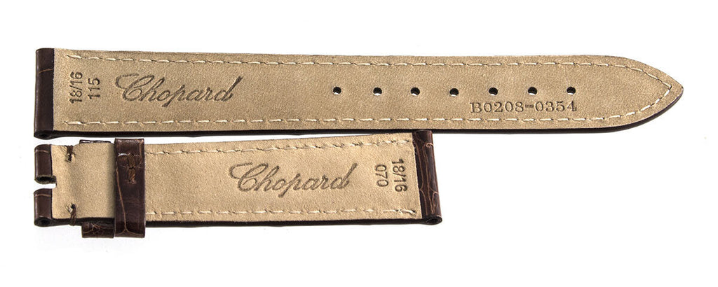 Genuine Chopard 18mm x 16mm Shiny Brown Alligator Watch Band 115 B0206-0354