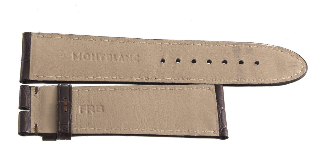 Montblanc Men's 22mm x 20mm Dark Brown Alligator Leather Watch Band Strap FRB