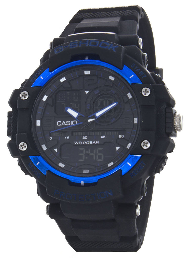 Casio G-Shock Men's Black & Blue Rubber WR 20Bar Watch