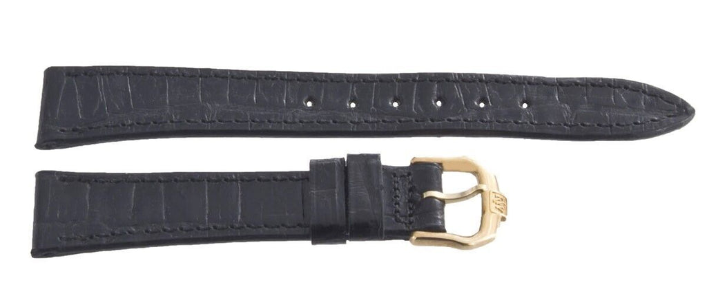 Raymond Weil 13mm x 12mm Black Calfskin Gold Buckle Watch Band 13R
