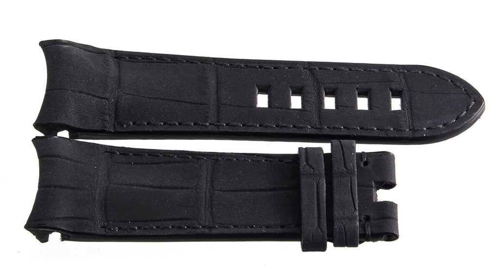 Montblanc Men's 22mm x 20mm Matte Black Alligator Leather Watch Band Strap FRK