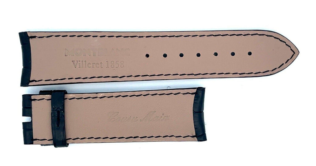 Montblanc Men's 22mm x 20mm Black Alligator Leather Watch Band