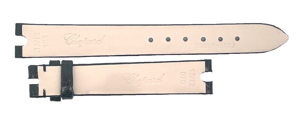 Chopard 13mm x 12mm Black Alligator Shiny Leather Watch Band Strap