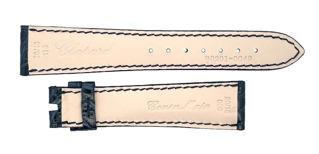 Chopard 20mm x 16mm Dark Navy Blue Alligator Men's Watch Band Strap 115/80