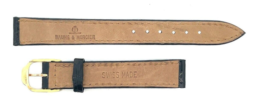 Baume & Mercier Women's 13mm Black Alligator Leather Watch Band Strap