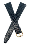 Raymond Weil 18mm x 14mm Black Alligator Leather Band With Gold Buckle