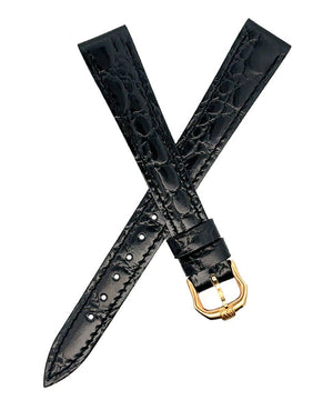 Raymond Weil 13mm Women's Black Leather Watch Band Gold Tone Buckle