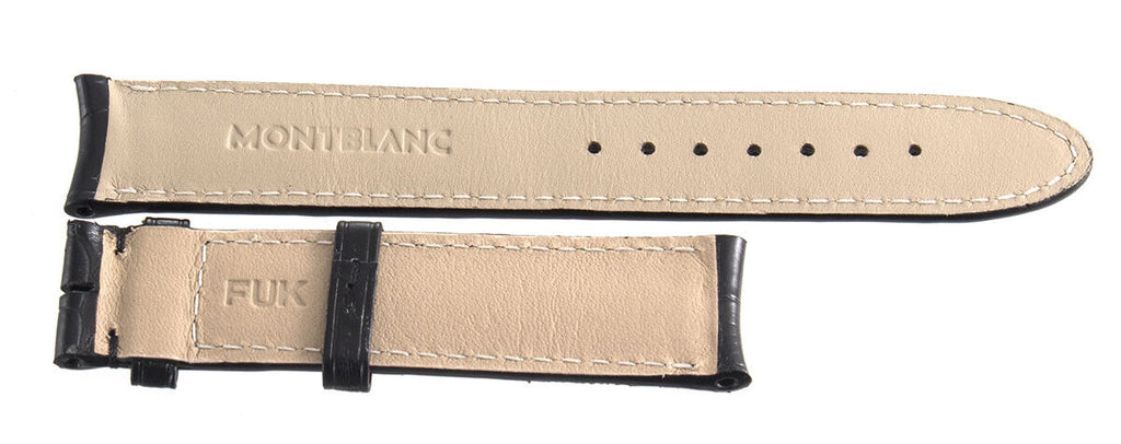Montblanc Men's 18mm x 17mm Black Alligator Leather Watch Band FUK