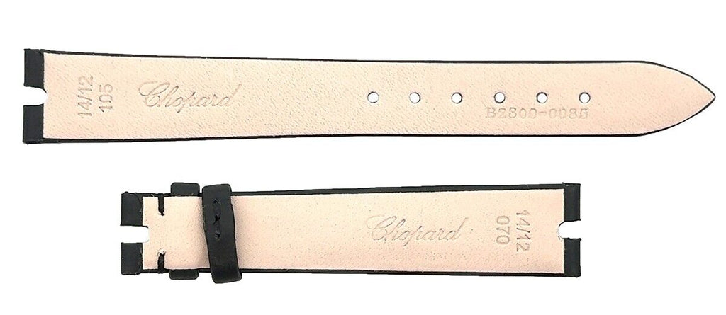 Chopard 14mm x 12mm Black Satin Leather Women's Watch Band Strap 105/70