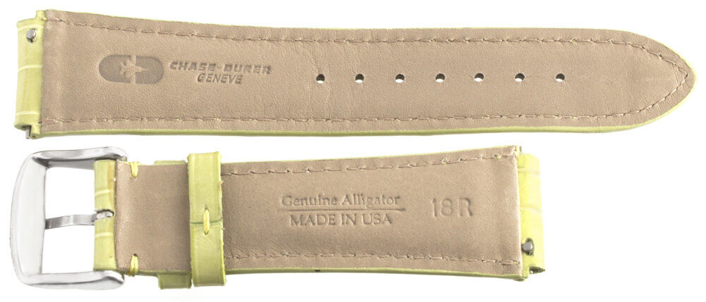 Chase-Durer Womens 18mm Pistachio Genuine Alligator Leather Watch Band Strap